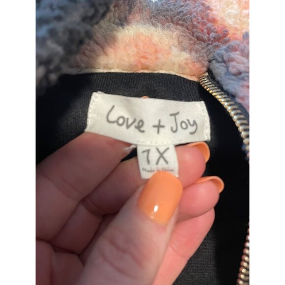 Tie-Dye Sherpa Fleece Jacket 1X By Love + Joy Coral Black Gold Tone Zipper - Picture 3 of 10
